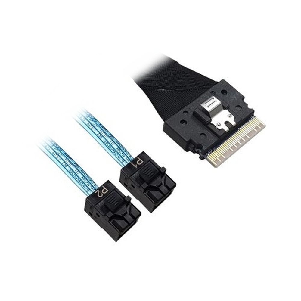 Кабель DiliVing DLSL74-8911 Slimline SASx8 (SFF8654) -to- 2 HDmSAS x4 (SFF8643), 85 Ohm, 75 cm