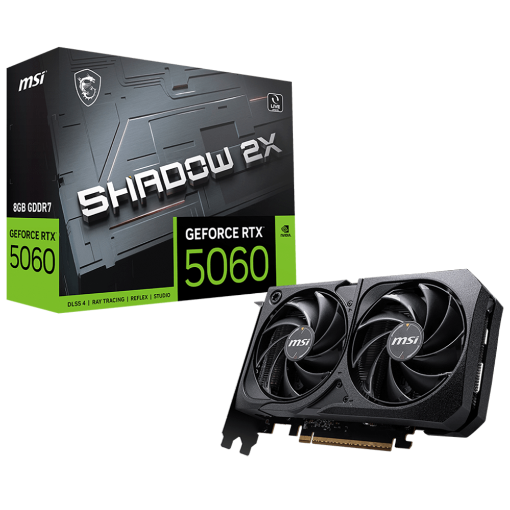 Видеокарта MSI RTX5060 SHADOW 2X 8GB GDDR7 128bit 3xDP HDMI 2FAN RTL