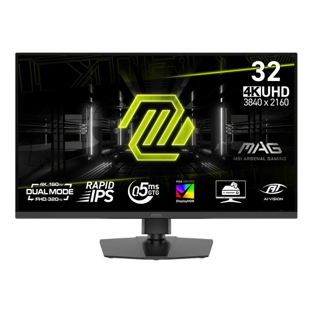 Монитор 31.5" MSI MAG 322URDF E16  Rapid IPS, 3840x2160/1920x1080, 160Hz/320Hz, 0,5ms, 400сd/m, 1000:1, HDR10 | 2xHDMI(2.1), DP(1.4a), 2xUSB2.0 | HAS, Swivel, InPSU, Vesa 100, Black