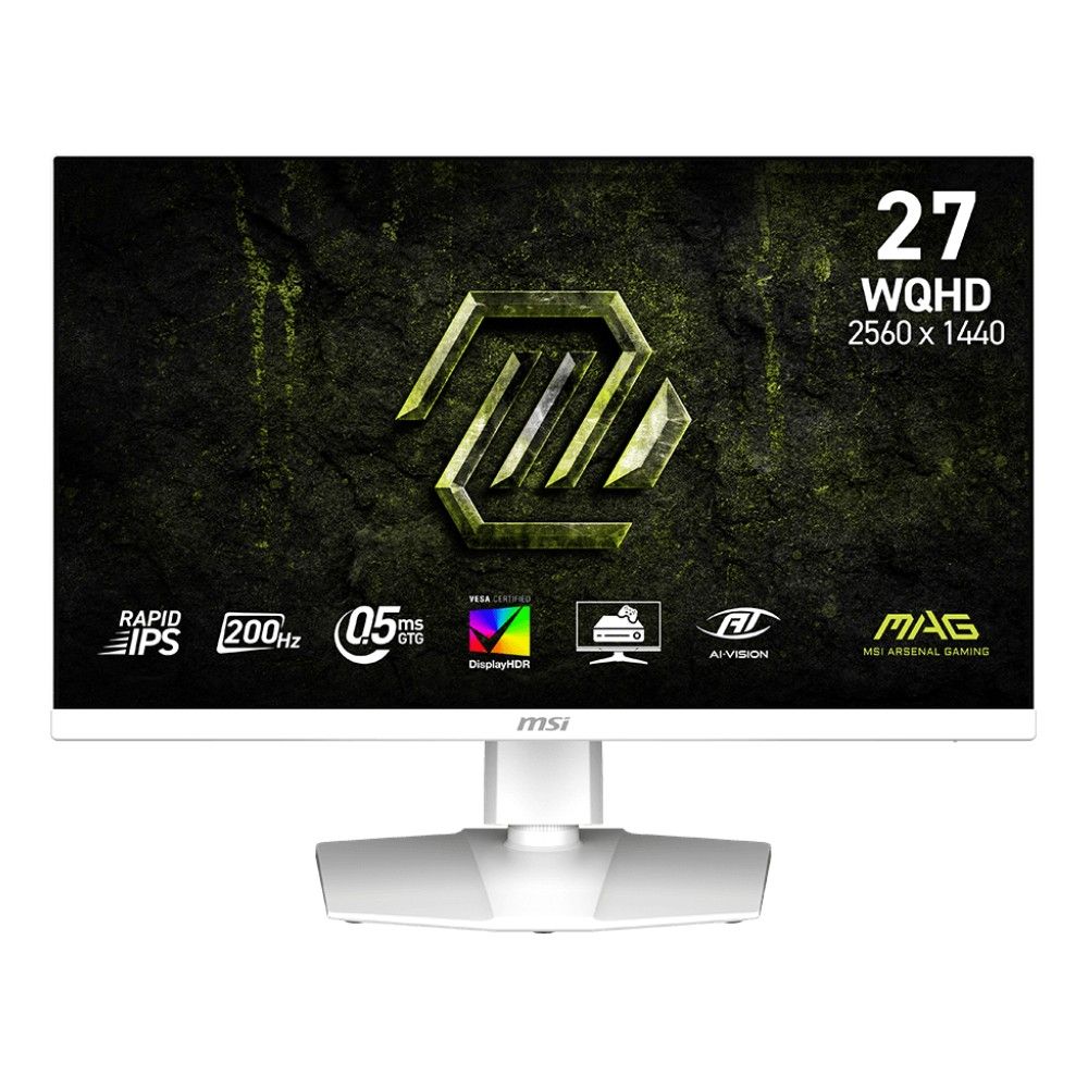 Монитор 27" MSI MAG 274QRFW E20  Rapid IPS, 2560x1440, 200Hz, 0,5ms, 300сd/m, 1000:1, HDR10 | 2xHDMI(2.0b), DP(1.4a) | HAS, Pivot, Swivel, InPSU, Vesa 100, White