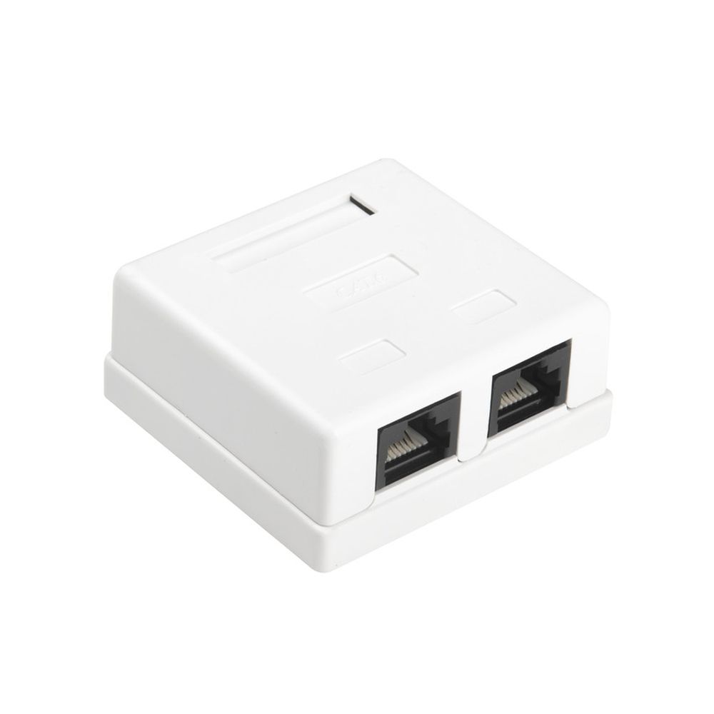 Аксессуары Розетка компьютерная Hyperline SB1-2-8P8C-C6-WH Розетка компьютерная RJ-45(8P8C), кат 6, двойная, внешняя, Dual IDC