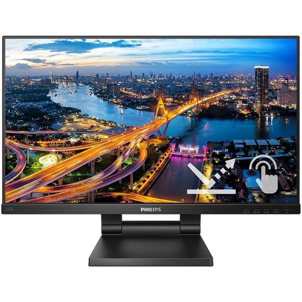 Монитор 23.8" PHILIPS 242B1TC Touch IPS, 1920x1080, 75Hz, 4ms, 250сd/m, 1000:1 | VGA, HDMI(1.4), DP(1.2),  4xUSB 3.2 | HAS, InPSU, Speakers, Vesa 100, Black