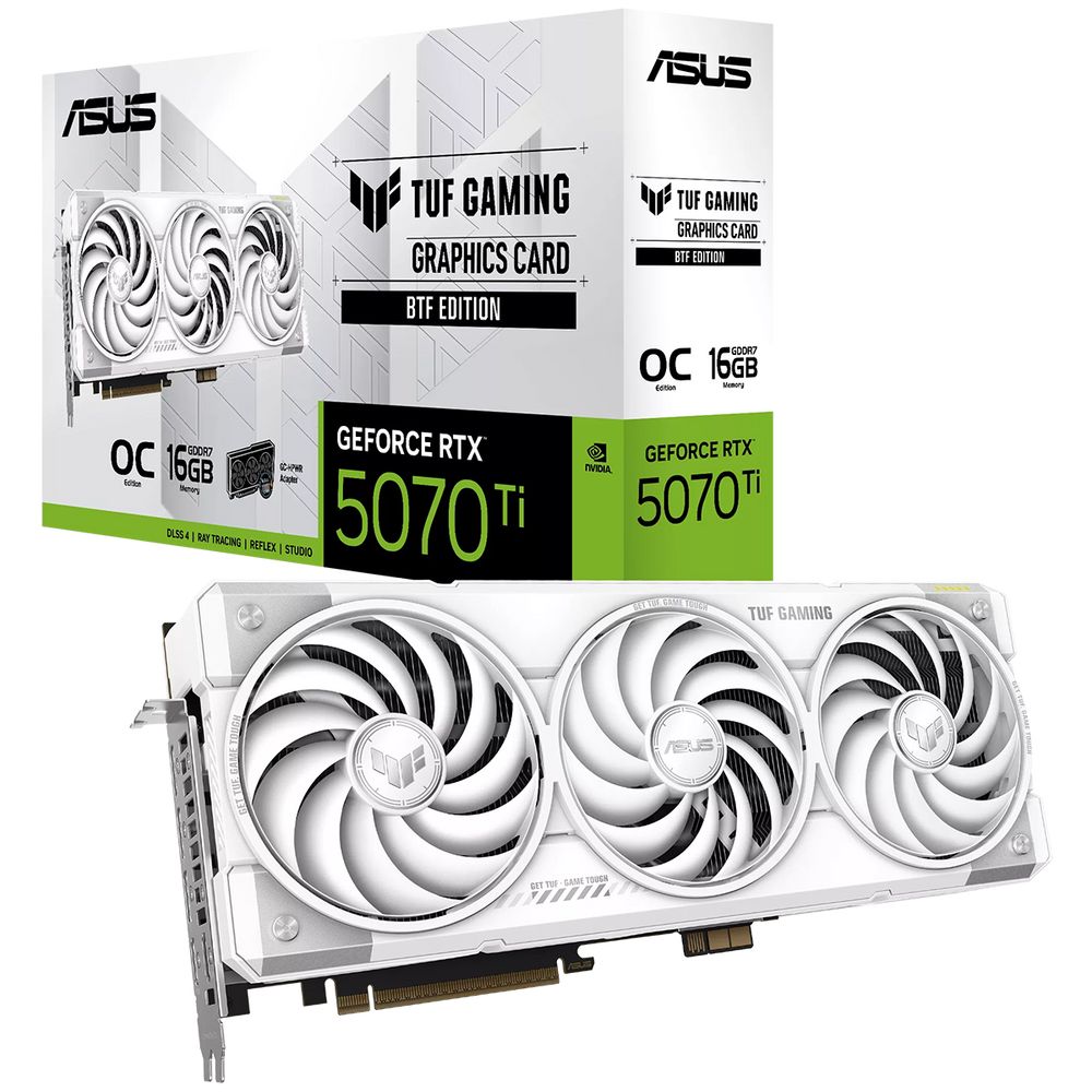 Видеокарта ASUS RTX5070Ti TUF GAMING BTF OC 16GB GDDR7 256bit 3xDP 2xHDMI 3FAN RTL (TUF-RTX5070TI-O16G-BTF-WHITE)