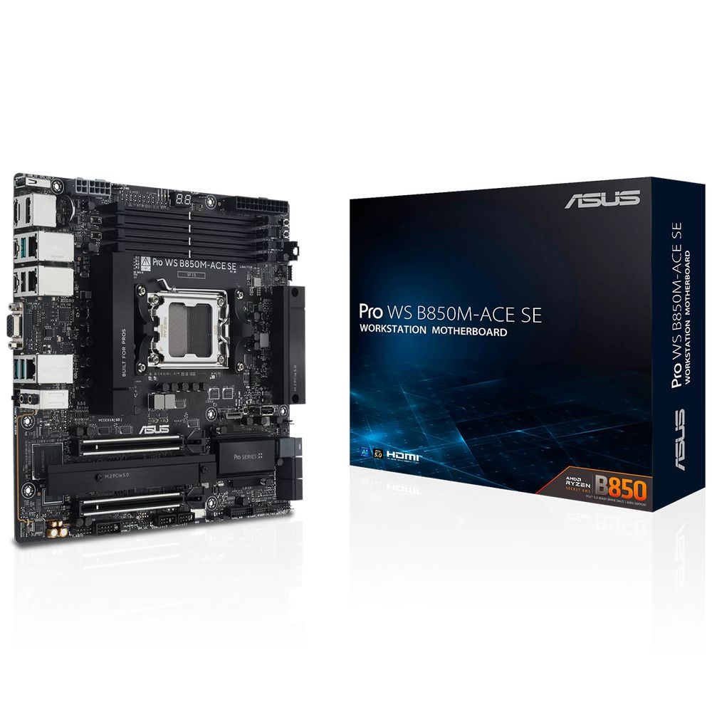 Материнская плата ASUS PRO WS B850M-ACE SE AM5 mATX 4xDDR5 2xPCIEx16 2xM.2 2хUSB-C DP HDMI VGA 10GLAN 2.5GLAN