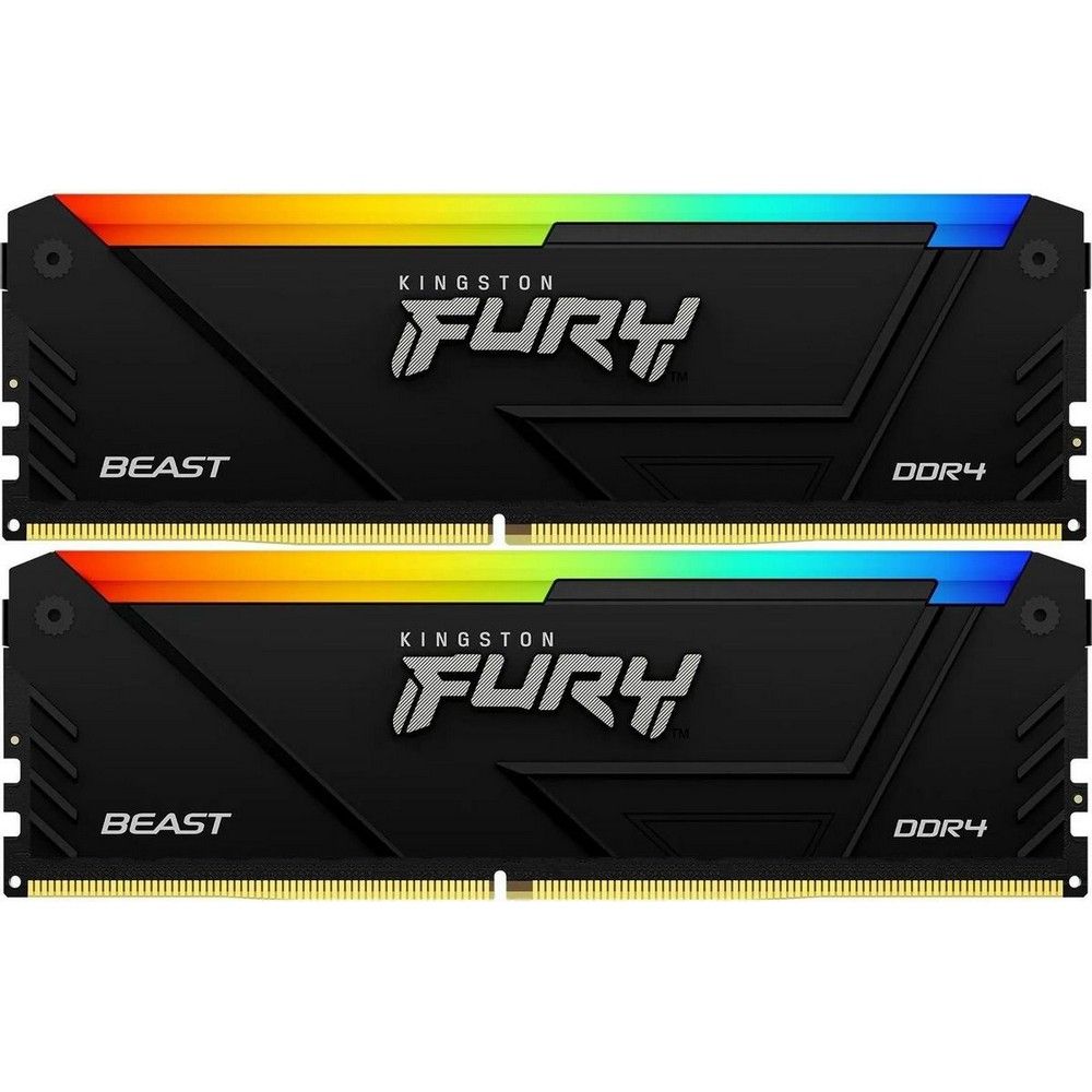 Модуль памяти Kingston 16GB DDR4 3200MHz DIMM FURY Beast Black RGB XMP kit 2x8Gb, CL16, 1.35V 288-pin Non-ECC