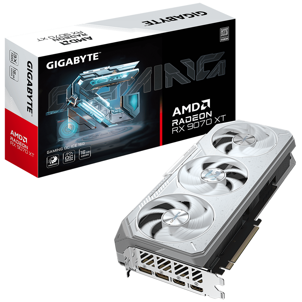 Видеокарта Gigabyte RX9070XT GAMING OC ICE 16GB GDDR6 256bit 2xDP 2xHDMI 3FAN RTL
