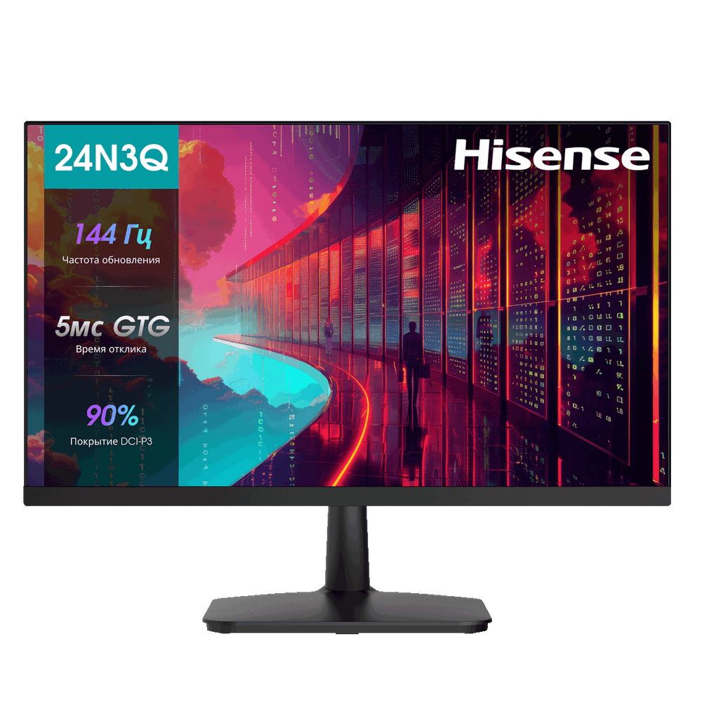 Монитор 23.8" Hisense 24N3Q Black (1920x1080, IPS/ELED, 16:9, матовый, 144Гц, время отклика 5мс, 250кд/м2, 1000:1, VGA, HDMI)