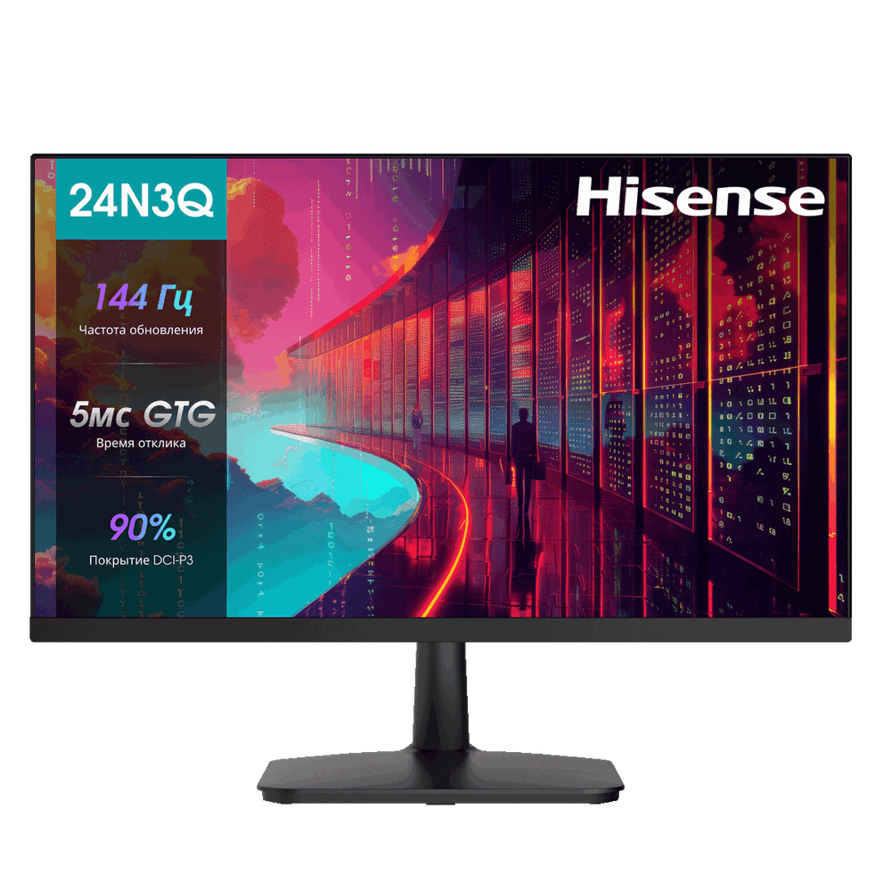 Монитор 23.8" Hisense 24N3Q Black (1920x1080, IPS/ELED, 16:9, матовый, 144Гц, время отклика 5мс, 250кд/м2, 1000:1, VGA, HDMI)