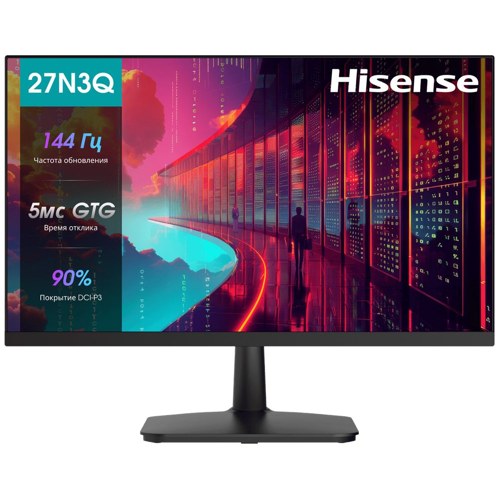 Монитор 27" Hisense 27N3Q Black (1920x1080, IPS/ELED, 16:9, матовый, 144Гц, время отклика 5мс, 250кд/м2, 1000:1, VGA, HDMI)