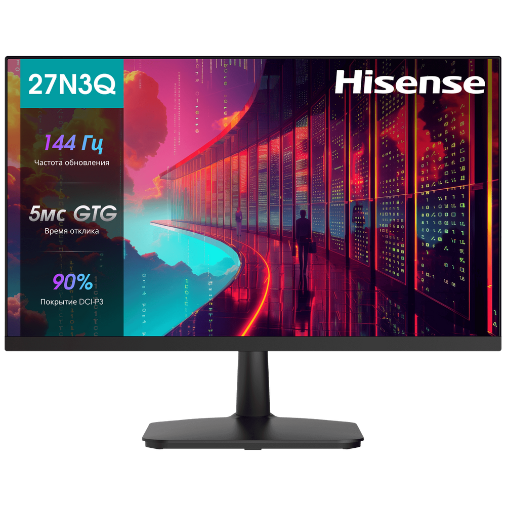 Монитор 27" Hisense 27N3Q Black (1920x1080, IPS/ELED, 16:9, матовый, 144Гц, время отклика 5мс, 250кд/м2, 1000:1, VGA, HDMI)