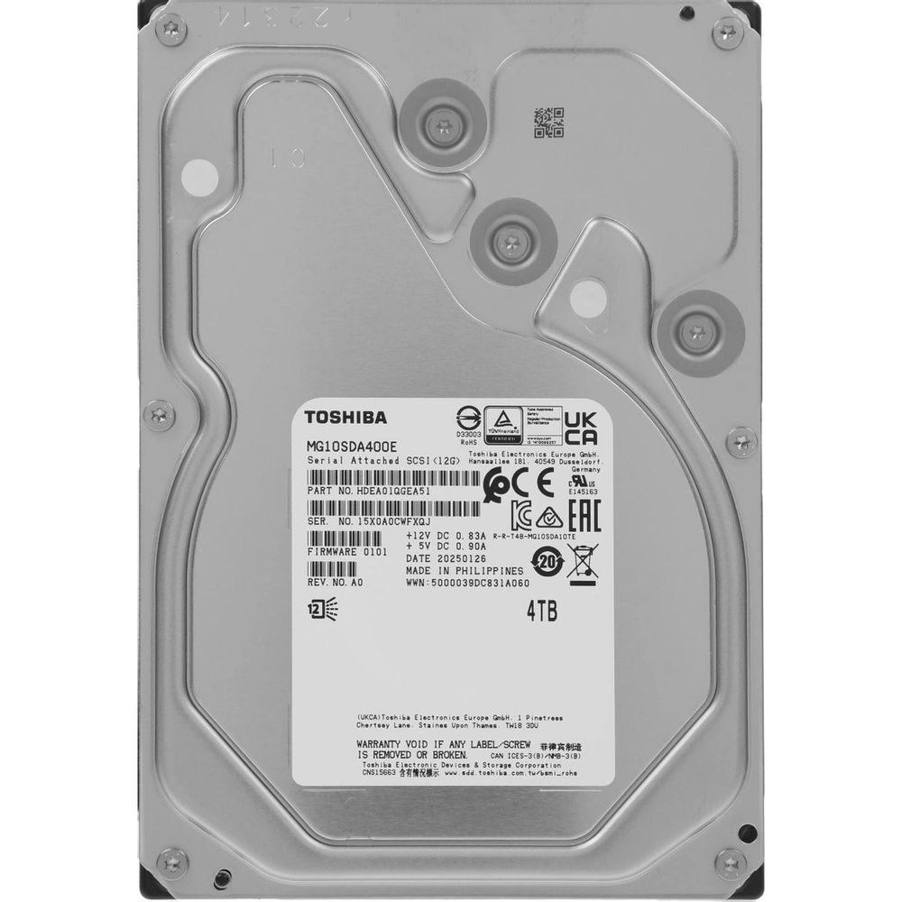 Жесткий диск серверный Toshiba 3.5" 4TB MG10SDA400E SAS 12Gb/s, 7200rpm, 512MB,