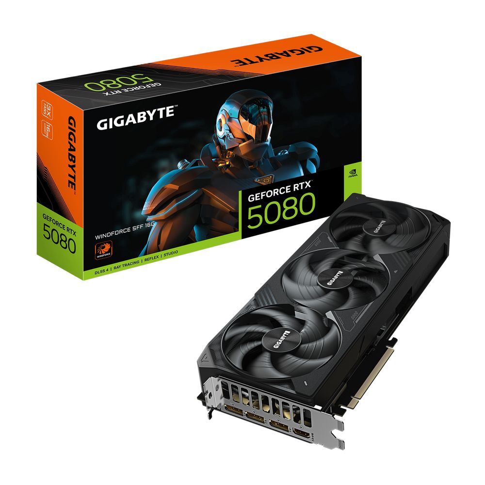 Видеокарта Gigabyte Bad Pack RTX5080 WINDFORCE SFF 16GB GDDR7 256bit 3xDP HDMI 3FAN RTL bp