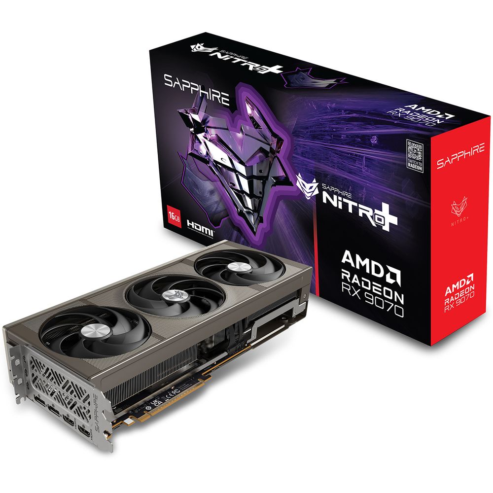 Видеокарта Sapphire RX9070 NITRO+ OC 16GB GDDR6 256bit 2xDP 2xHDMI 3FAN RTL