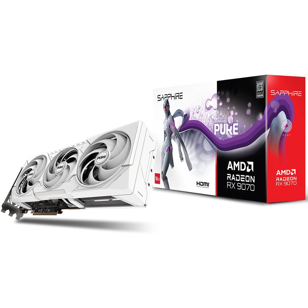 Видеокарта Sapphire RX9070 PURE OC 16GB GDDR6 256bit 2xDP 2xHDMI 3FAN RTL