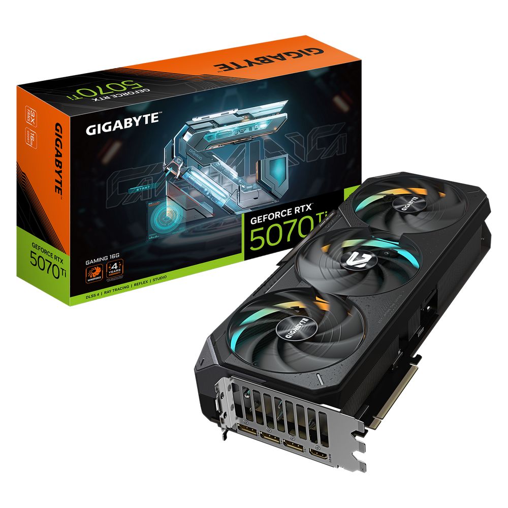 Видеокарта Gigabyte RTX5070Ti GAMING 16GB GDDR7 256bit 3xDP HDMI 3FAN RTL