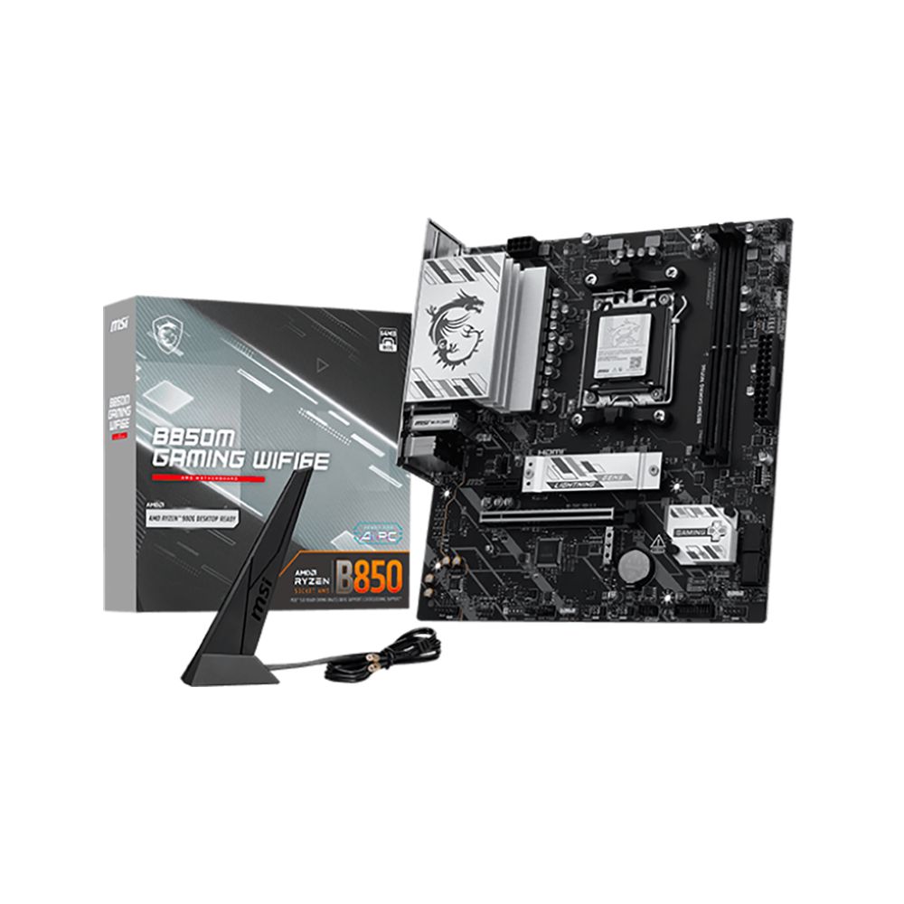 Материнская плата MSI B850M GAMING WIFI6E B850, AM5, 2*DDR5, 1*PCIEx16,1*PCIEx1, 2*M.2, 2*TypeC, 5*USB3.2Gen1, 6*USB2.0, 4*SATA3.0, 2.5G, DP, HDMI, M-ATX, RTL