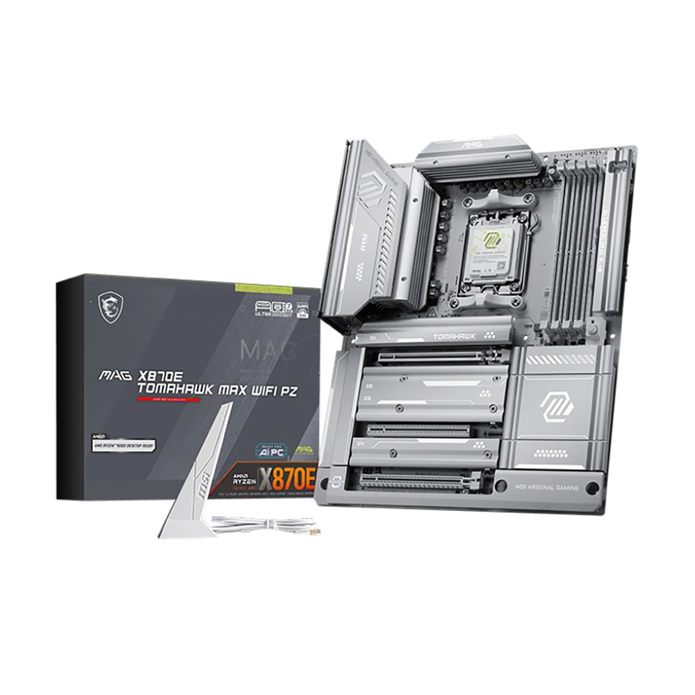 Материнская плата MSI MAG X870E TOMAHAWK MAX WIFI PZ X870E, AM5, 4*DDR5, 3*PCIEx16, 4*M.2, 2*TypeC, 2*USB3.2Gen2, 7*USB3.2Gen1, 8*USB2.0, 4*SATA3.0, 5G, 2*Type-C(DP), HDMI, ATX, RTL