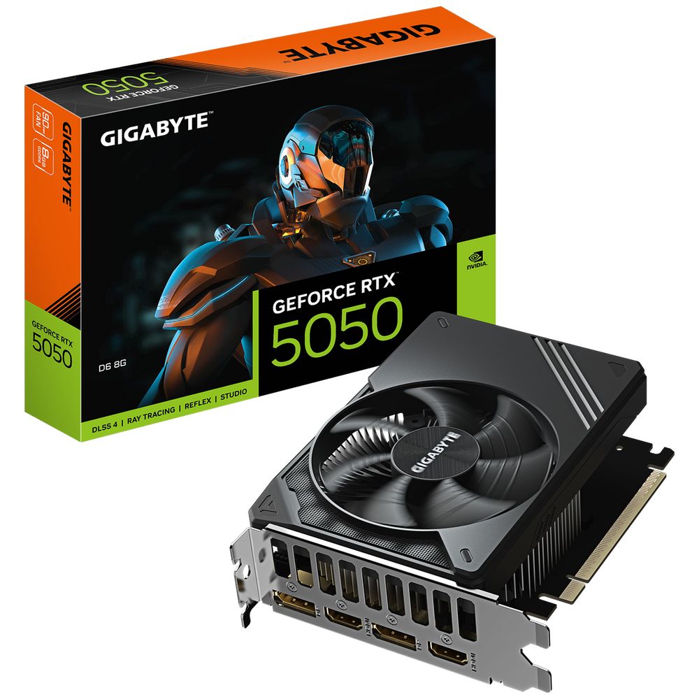 Видеокарта Gigabyte RTX5050 D6 8GB GDDR6 128bit 2xDP 2xHDMI 1FAN ITX RTL