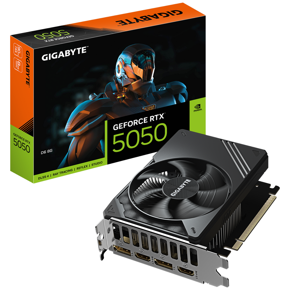 Видеокарта Gigabyte RTX5050 D6 8GB GDDR6 128bit 2xDP 2xHDMI 1FAN ITX RTL