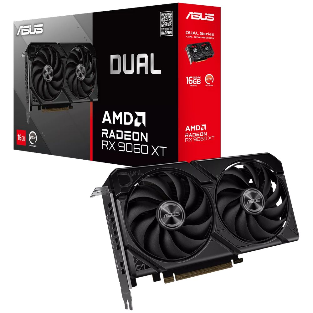 Видеокарта ASUS Bad Pack RX9060XT DUAL 16GB GDDR6 128bit 2xDP HDMI 2FAN RTL (DUAL-RX9060XT-16G) bp
