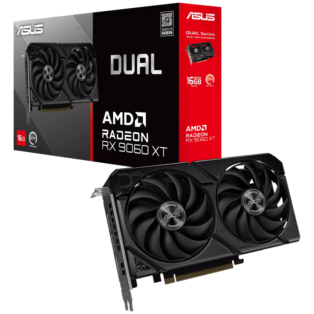 Видеокарта ASUS Bad Pack RX9060XT DUAL 16GB GDDR6 128bit 2xDP HDMI 2FAN RTL (DUAL-RX9060XT-16G) bp