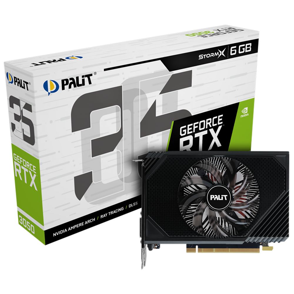 Видеокарта Palit Bad Pack RTX3050 STORMX 6GB GDDR6 96bit DVI DP HDMI 1FAN ITX RTL bp