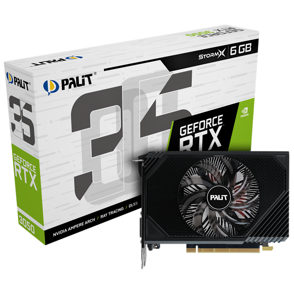 Видеокарта Palit Bad Pack RTX3050 STORMX 6GB GDDR6 96bit DVI DP HDMI 1FAN ITX RTL bp