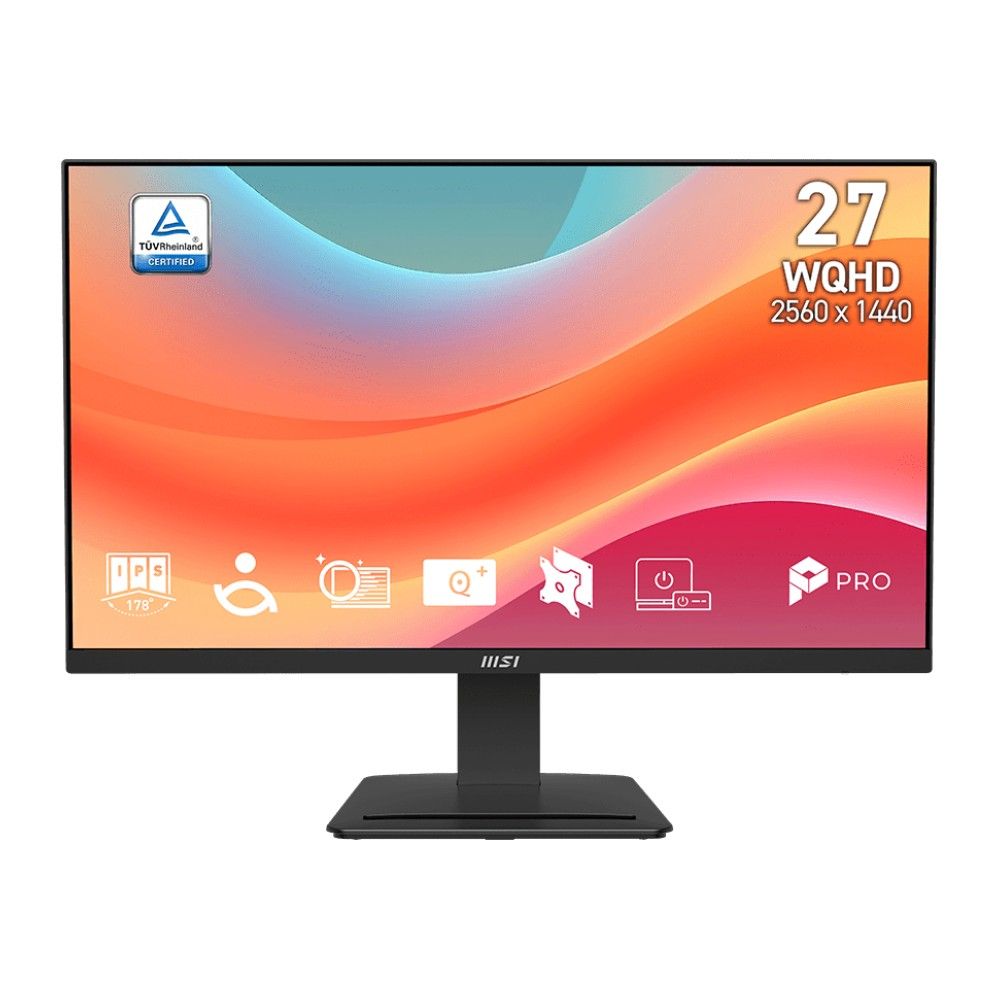 Монитор 27" MSI PRO MP273Q E7  IPS, 2560x1440, 75Hz, 4ms, 250сd/m, 1000:1, HDR | 2xHDMI(2.0), DP(1.4) | ExPSU, Vesa 100, Black