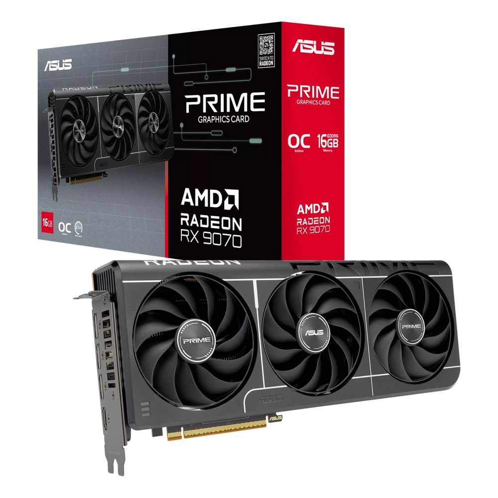 Видеокарта ASUS RX9070 PRIME EVO OC 16GB GDDR6 256bit 3xDP HDMI 3FAN RTL (PRIME-RX9070-O16G-EVO)