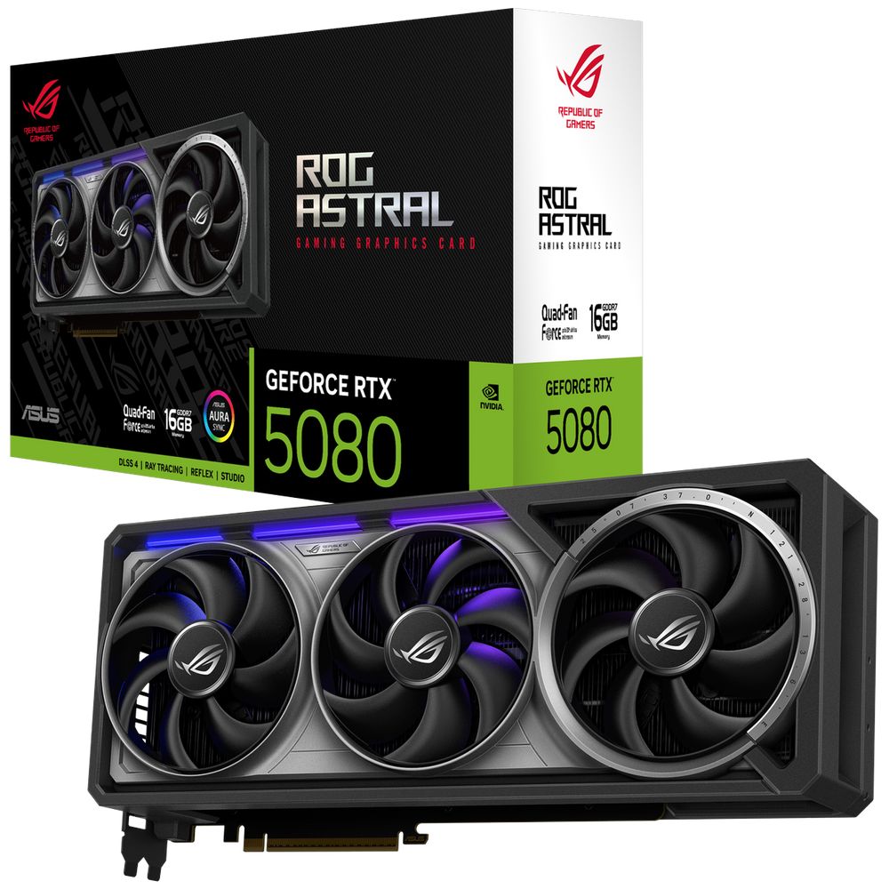 Видеокарта ASUS RTX5080 ROG ASTRAL GAMING 16GB GDDR7 256bit 3xDP 2xHDMI 4FAN RTL (ROG-ASTRAL-RTX5080-16G-GAMING)