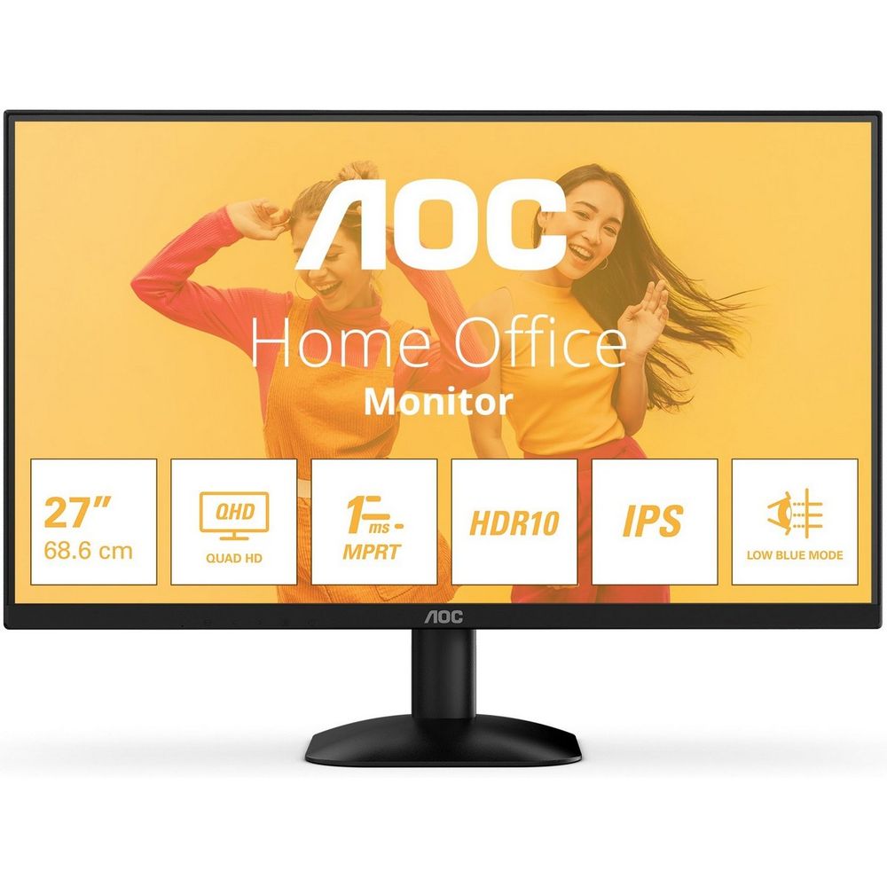 Монитор 27" AOC Q27B35E  IPS, 2560x1440, 75Hz, 4ms, 300сd/m, 1500:1 | HDMI(1.4), DP(1.4) | HAS, ExPSU, Vesa 100, Black