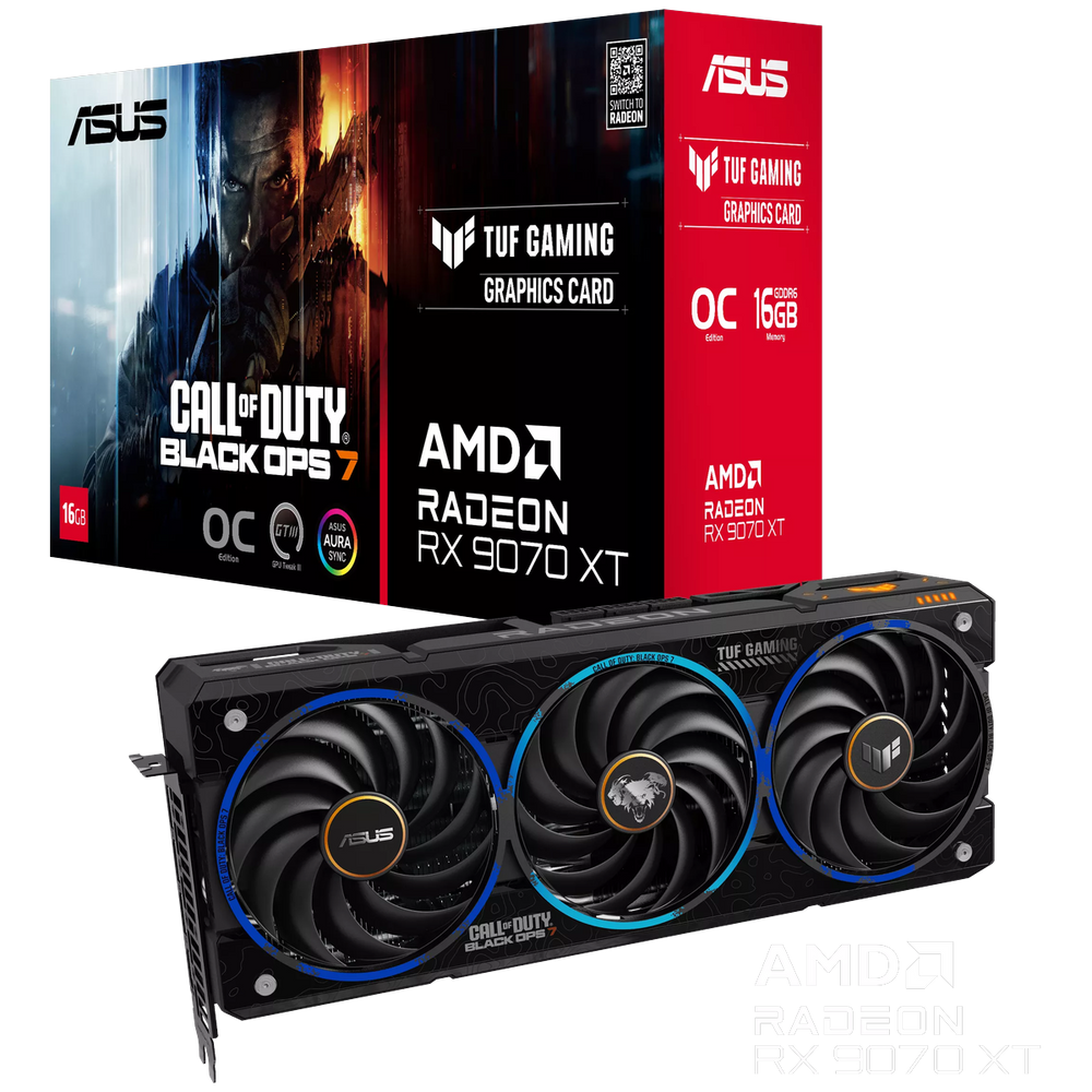 Видеокарта ASUS RX9070XT TUF GAMING COD BO7 SPECIAL EDITION OC 16GB GDDR6 256bit 3xDP HDMI 3FAN RTL (TUF-RX9070XT-O16G-COD-BO7)