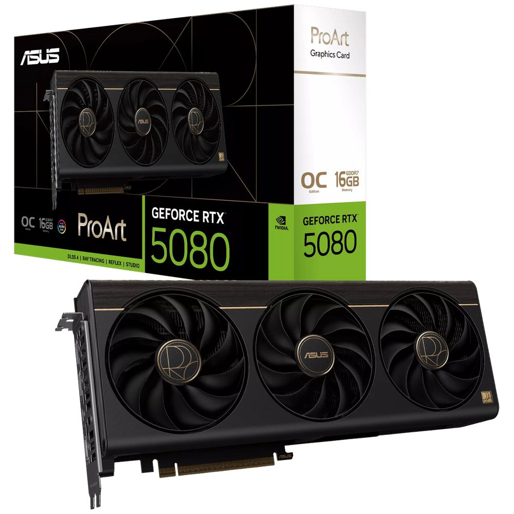 Видеокарта ASUS RTX5080 PROART OC 16GB GDDR7 256bit Type-C(DP) 2xDP HDMI 3FAN RTL (PROART-RTX5080-O16G)