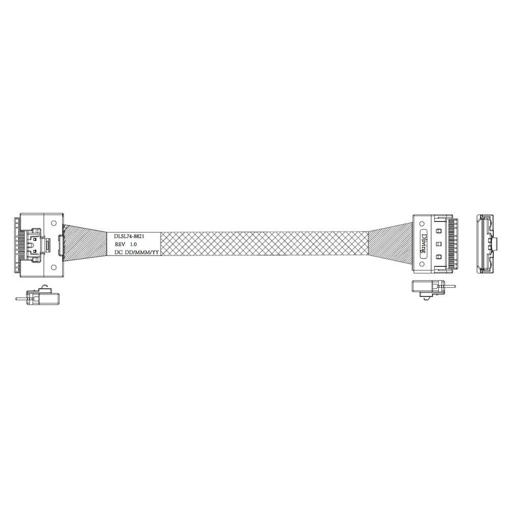 Кабель DiliVing DLSL74-8821 Slimline SASx8 (SFF8654)  -to- Slimline SASx8 (SFF8654) , 85ohm, PCIe Gen4, 100CM