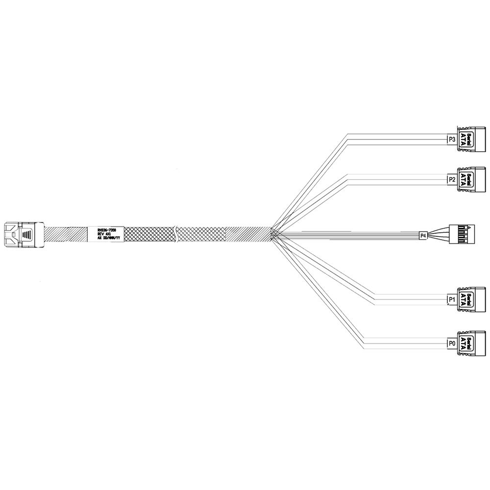 Кабель Amphenol RHS36-7350 Кабель  HDmSAS SFF8643 -to- 4*SATA + Sideband, SAS 2.1 (6G), 100cm