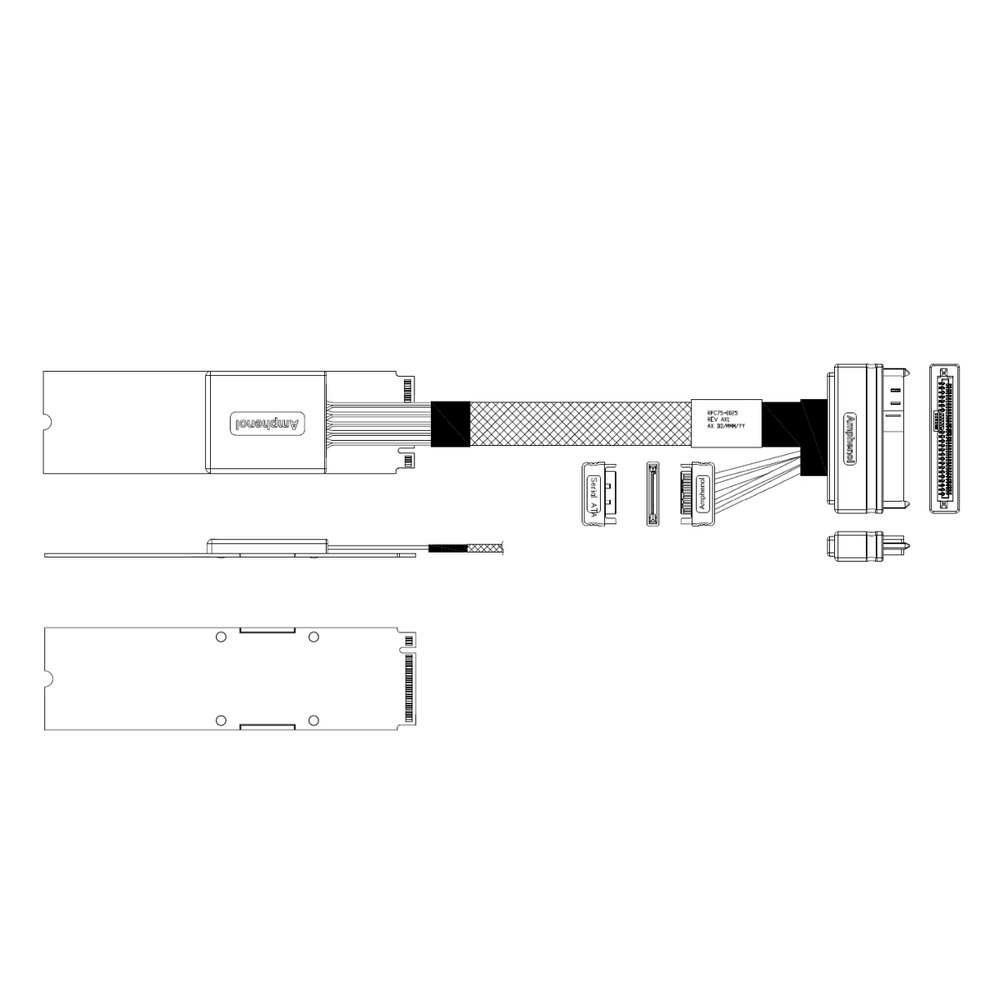 Кабель Amphenol RPC75-0056 Cable M.2 (75pin)  -TO-  U.2  SFF8639  , 100 Ohm, PCIe Gen3,  L:75cm