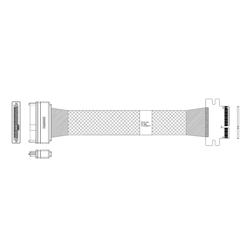 Кабель Amphenol RPC98-0040 Cable PCIe 4x (64pin)  -TO-  U.2  SFF8639  , 85 Ohm, PCIe Gen4,  L:70cm