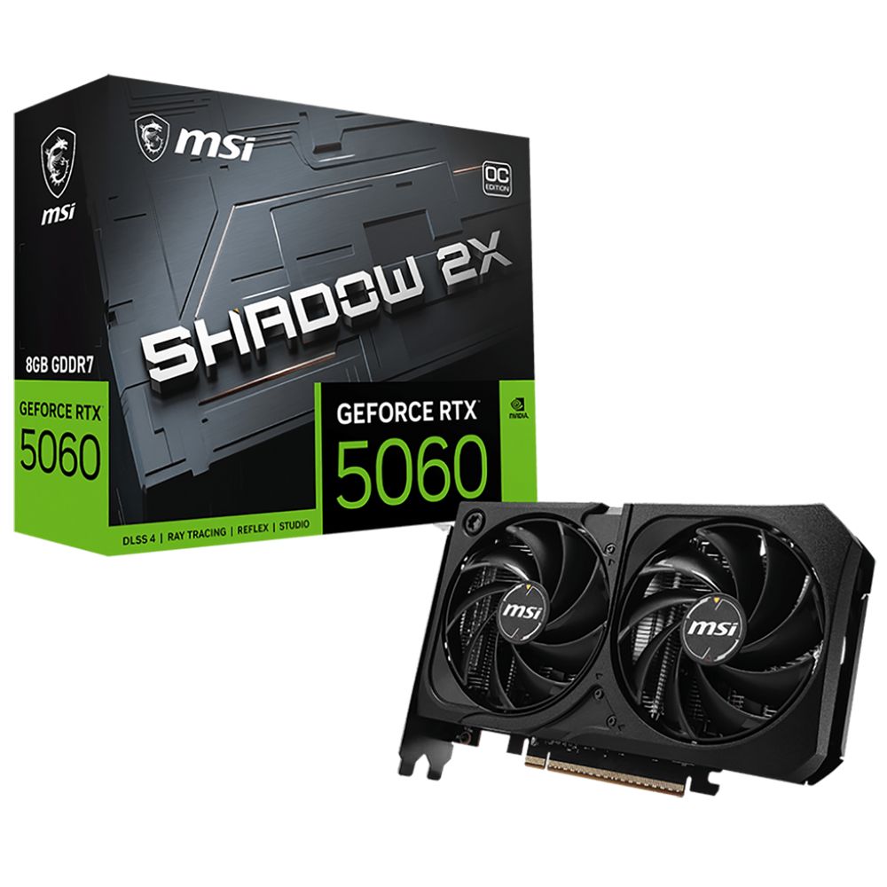 Видеокарта MSI RTX5060 SHADOW 2X OC MAX 8GB GDDR7 128bit 3xDP HDMI 2FAN RTL