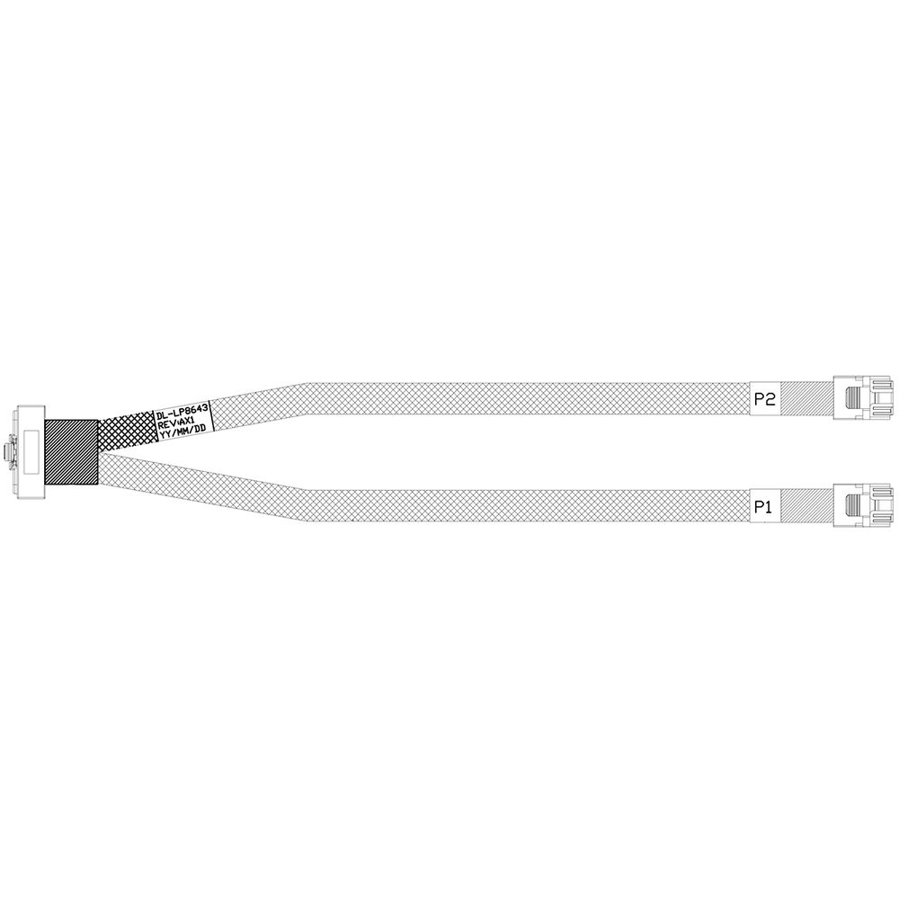 Кабель DiliVing DL-LP8643 Slimline LP x8 (SFF8654LP) -to- 2 HDmSAS x4 (SFF8643), 85 Ohm, PCIe 4.0, 80 cm