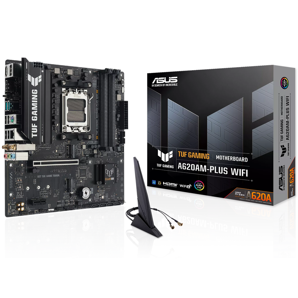 Материнская плата ASUS TUF GAMING A620AM-PLUS WIFI AM5 mATX 4xDDR4 PCIEx16 2xPCIEx1 2xM.2 2xDP HDMI 2.5GLAN WIFI 6