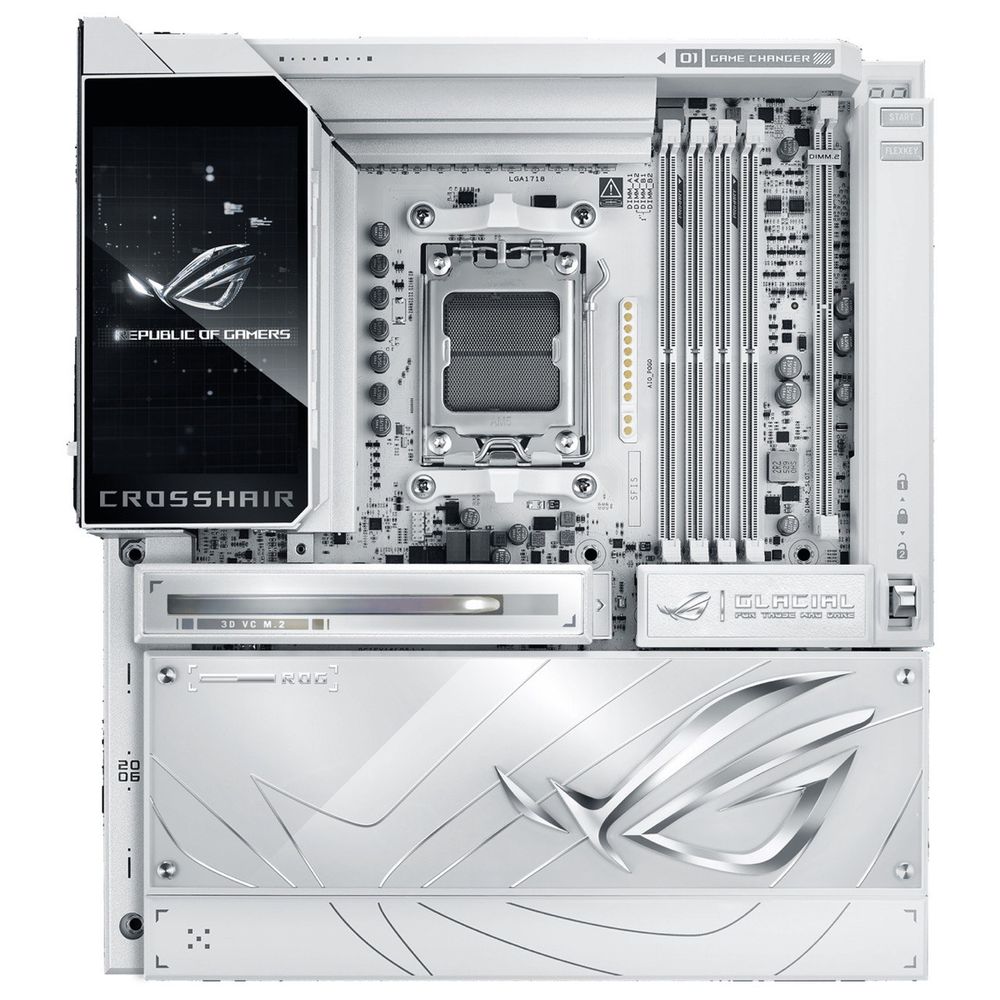 Материнская плата ASUS ROG CROSSHAIR X870E GLACIAL AM5 E-ATX 4xDDR5 2xPCIEx16 2xM.2 2xUSB-C 2x10GLAN WiFi 7