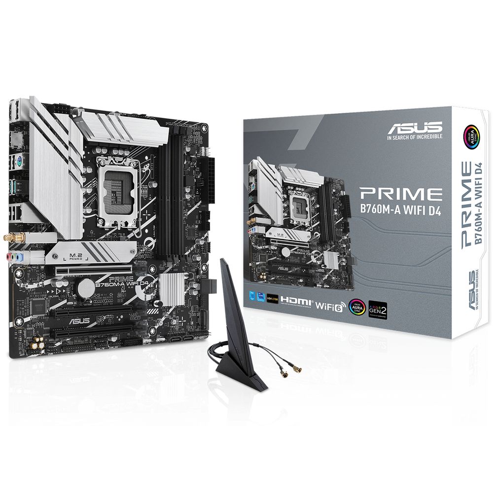 Материнская плата ASUS PRIME B760M-A WIFI D4 LGA1700 mATX 4xDDR4 3xPCIEx16 2xM.2 DP 2xHDMI 2.5GLAN WiFi 6