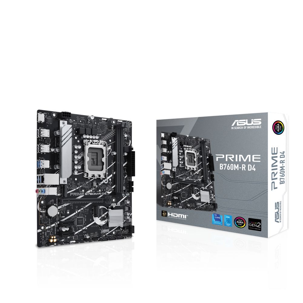 Материнская плата ASUS PRIME B760M-R D4 LGA1700 mATX 2xDDR4 PCIEx16 2xPCIEx1 2xM.2 HDMI 2.5GLAN