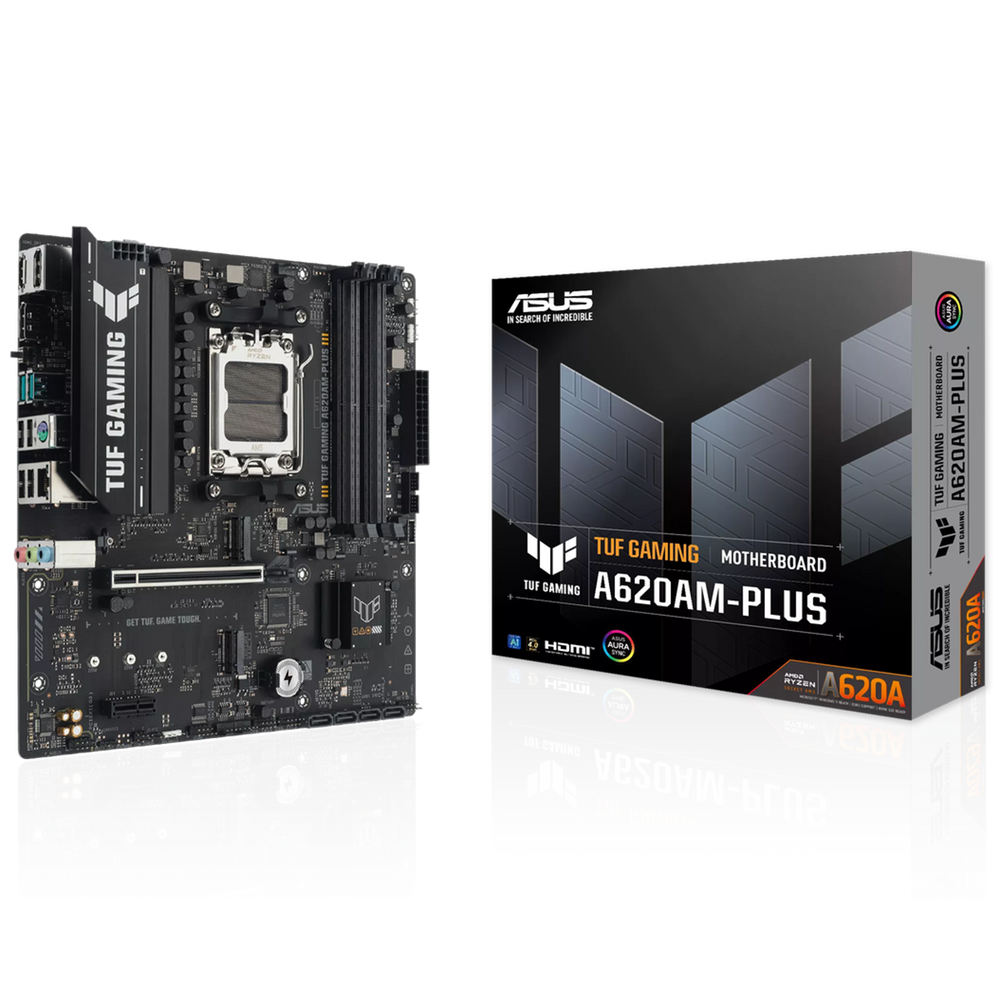 Материнская плата ASUS TUF GAMING A620AM-PLUS AM5 mATX 4xDDR5 PCIEx16 PCIEx1 2xM.2 2xDP HDMI 2.5GLAN