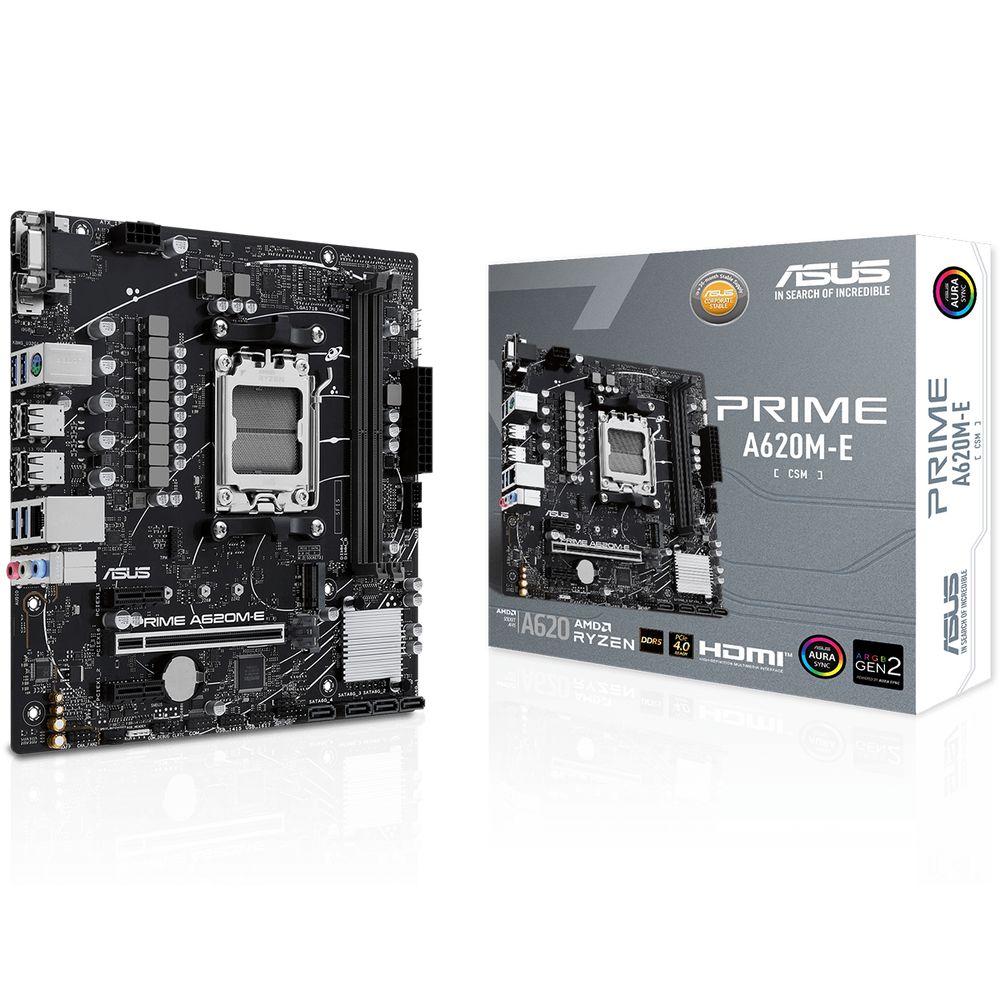 Материнская плата ASUS PRIME A620M-E-CSM AM5 mATX 2xDDR5 PCIEx16 2xPCIEx1 M.2 DP HDMI VGA GLAN