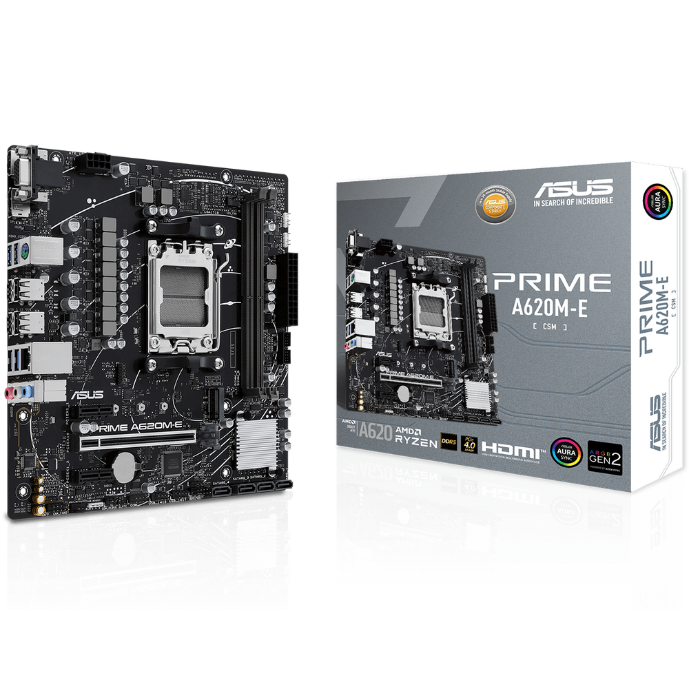 Материнская плата ASUS PRIME A620M-E-CSM AM5 mATX 2xDDR5 PCIEx16 2xPCIEx1 M.2 DP HDMI VGA GLAN