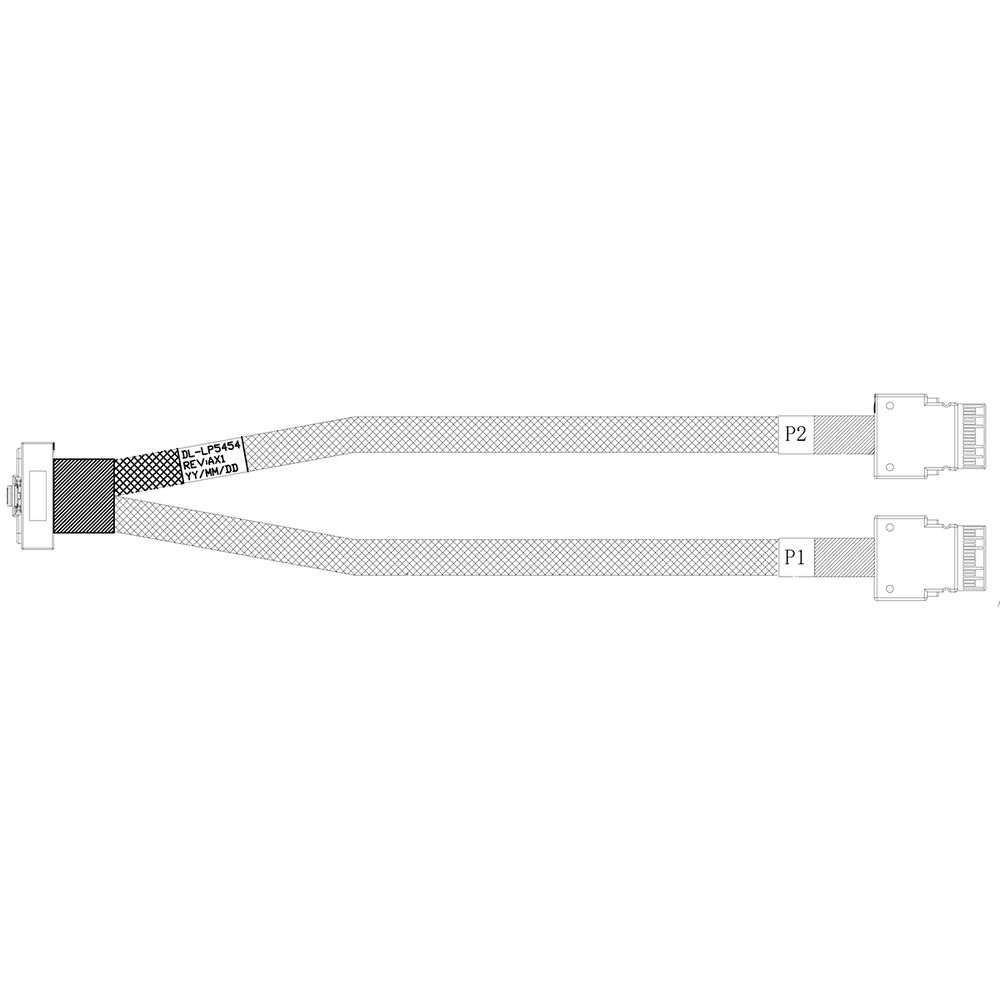 Кабель DiliVing DL-LP5454 Slimline LP x8 (SFF8654LP угловой) -to- 2 Slimline SASx4 (SFF8654), 85 Ohm, PCI Gen4, 80cm,