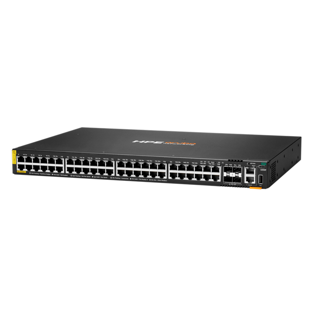 Коммутатор JL727B HPE Aruba Networking CX 6200F 48G Class 4 PoE 4SFP+ 370W Managed L3 Switch