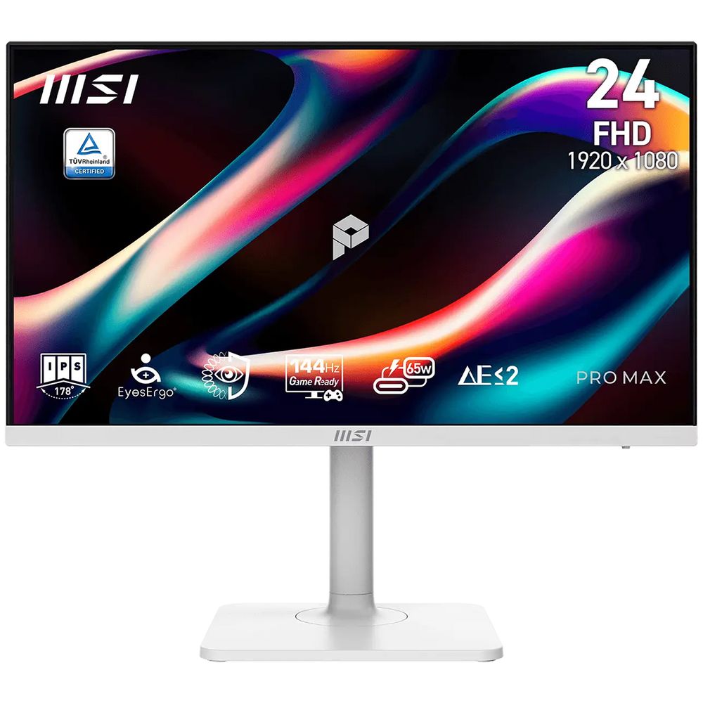 Монитор 23.8" MSI PRO MAX 241PHW E14  IPS, 1920x1080, 144Hz, 4ms, 300сd/m, 1500:1, HDR | HDMI(2.0b), DP(1.2a), Type-C(PD-65W), 2xUSB3.2 | HAS, Pivot, Swivel, InPSU, Speakers, Vesa 75, White
