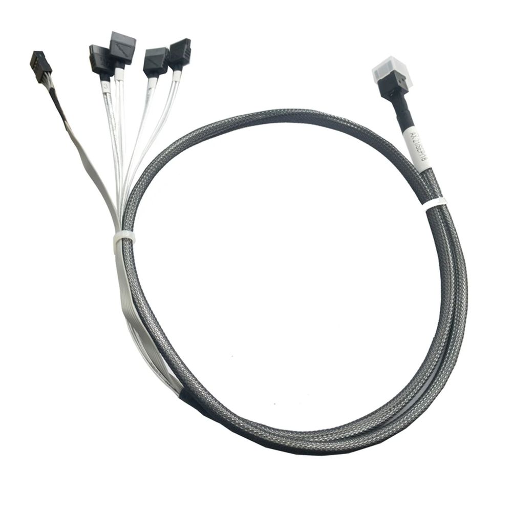 Кабель DiliVing DLHS36-0439  HDmSAS (SFF8643) -to- 4*SATA +SideBand, metall lockers, SAS2.1 (6G), 75cm